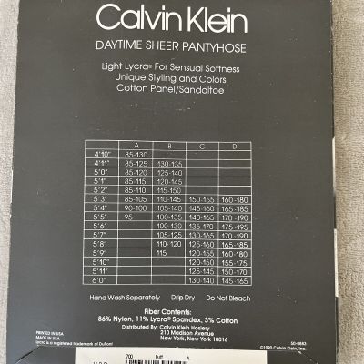 Calvin Klein collection daytime sheer pantyhose size A buff - NEW