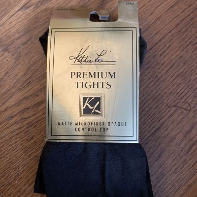 New KATHIE LEE Premium Tights Matte Micro Fiber Control Top Opaque Black Size S