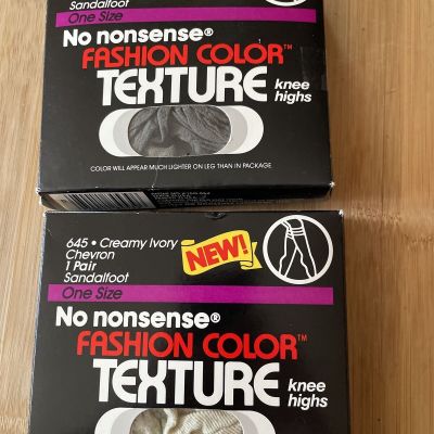 No Nonsense Fashion Texture Knees Highs One Size Lot Of 5 Pairs. VTG 1986
