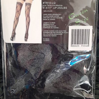 Music Legs Lace Thigh with Lace Stockings Black. Queen size 5' - 5'11