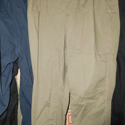 24W STYLE & CO PULL ON ANKLE PANT 97perc COTTON OLIVE SPRIG GREEN