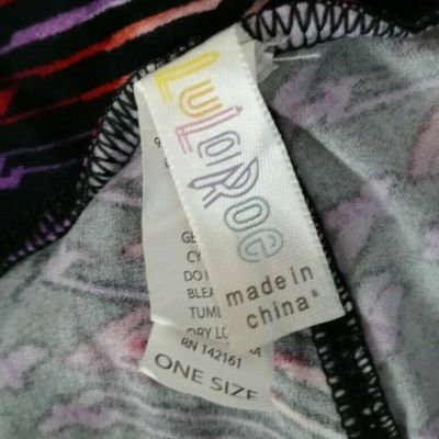 New LuLaRoe One Size Leggings Black With Bright Multi-Colored Designs