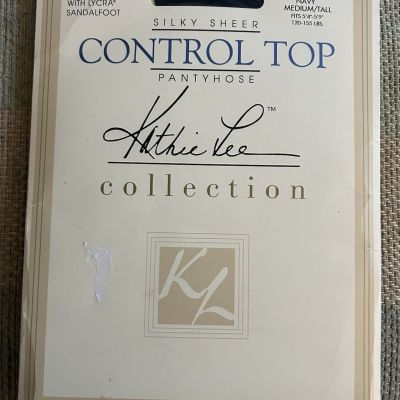 Kathie Lee Collection Vtg Size Medium/Tall Navy Control Top Pantyhose Sheer