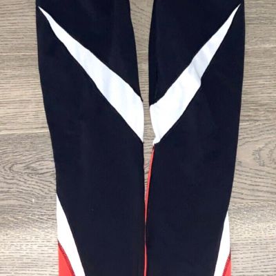 NIKE DRI-FIT Color Block & Sheer Black, Red & White Leggings Size XS (XSmall)