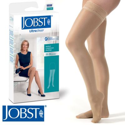 Jobst Womens UltraSheer Compression Thigh Stockings 20-30 mmhg Silicone Supports