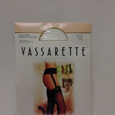 Vassarette 1430 Lace Trim Garter Stocking White Size MEDIUM...NIP
