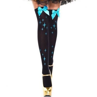 Star Print Thigh Hi's w/Satin Bows! Adult Woman Costume Wear Dance Wear