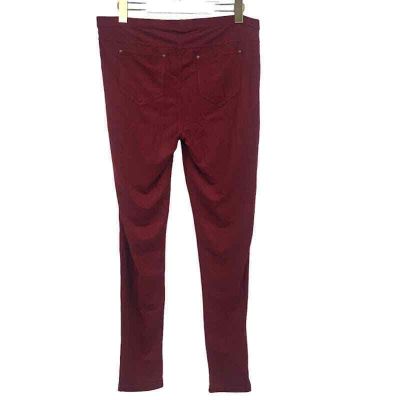 Memoi Fashion Micro Suede Legging Pants L/XL High Rise Pockets Pull On Red NWT