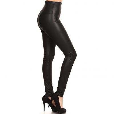 womens black faux leather leggings pants