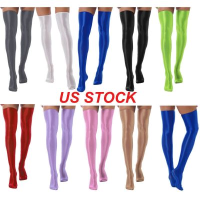 Sexy Womens Glossy Thigh High Stockings Stretchy Socks Footed Tights Pantyhose