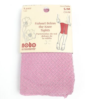 No Boundaries Fishnet Below the Knee Tights Small Medium Pink Nylon Blend Nobo
