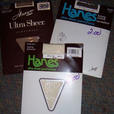 New Vintage HANES Lot of Six (6) Control Top Ultra Sheer Pantyhose -SIZE E