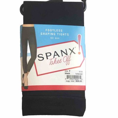 Spanx Women’s Size F Black Footless Shaping Tights Semi Opaque Tummy Control