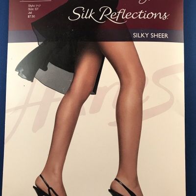 Pantyhose Hanes Silk Reflections Silky Sheer Control Top Size: EF “JET BLACK”