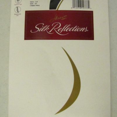 NEW Hanes Silk Reflections Control Top Pantyhose. Size EF Classic Navy. 2000.