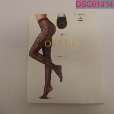 OROBLU Abstract Crochet Tights, Brown Small Women's