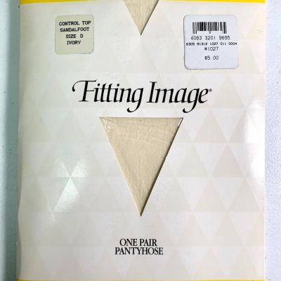 Vintage Fitting Image Pantyhose Hose Control Top Sandalfoot Ivory Size D NEW