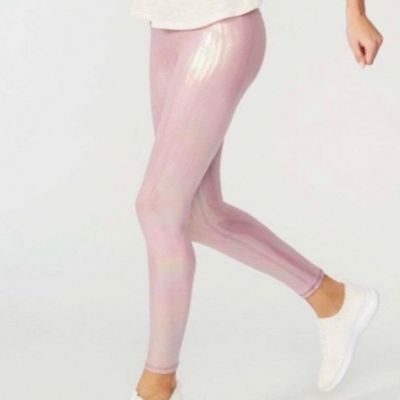 RARE Bear Dance Clothing Holographic Pink Festival Leggings Size Medium