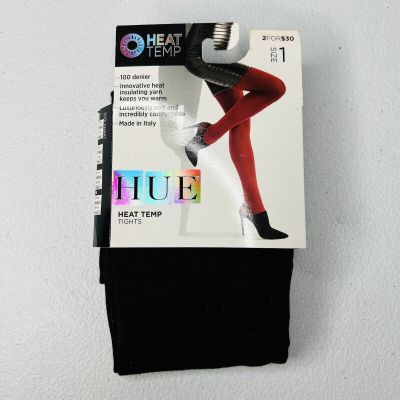 HUE Solid Black Opaque Heat Temp Tights 1 Pair Womens Size 1 New