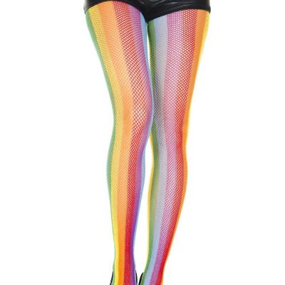 Rainbow Striped Fishnet Pantyhose Tights PRIDE Festival Dance Ravewear Stockings