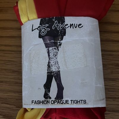 Leg Avenue Jester Tights Two Tone Red and Yellow One Size Fits Most Adults