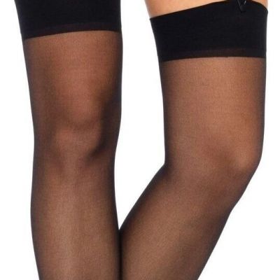 Sheer Nylon Stockings Seamless Plus Size Queen BLACK Leg Avenue 1001Q