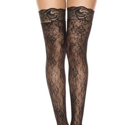 Black Lace Thigh High Stockings Lingerie Hosiery