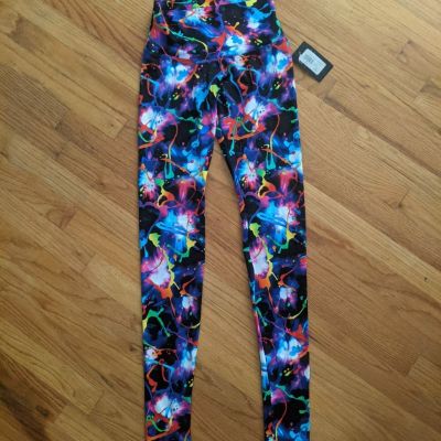 NEW Sexy Full Length Mid Waist Stretch Pant Leggings New Wave Print SMALL NWT