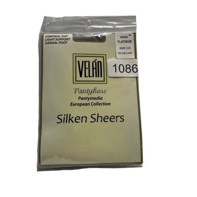 Vintage Pantyhose Velan European Collection Silken Sheers Queen Platinum Size CD