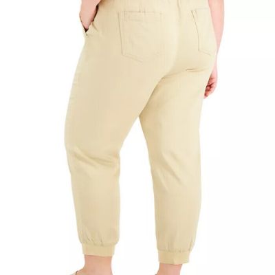 Style & Co (A23-01*) Plus Cotton Blend Pull-On Jogger Pants Safari Sz 2X