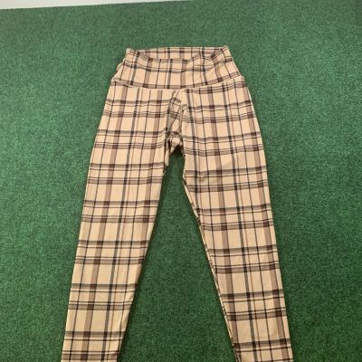 New Look Ladies Size 1X Brown  Plaid Pattern style Ankle length Leggings