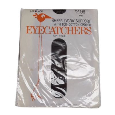 VTG 1979 Eyecatchers Support Pantyhose Size Tall Reinforced Toe Off Black NEW