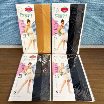 New 4x Kagawa Support Panty Stockings Size M-L 1 Beige & 3 Black Pantyhose Japan