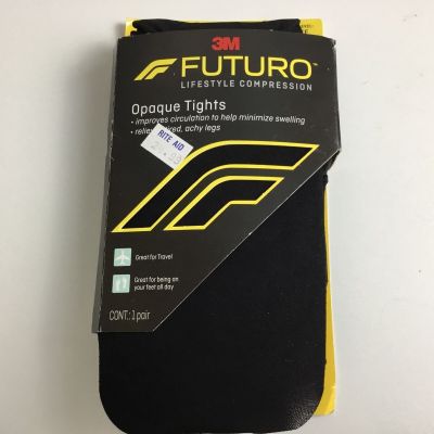 Futuro Compression Tights 15-20 mm/Hg Moderate Sz M Opaque Black Footed New