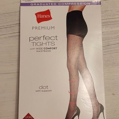 ?Hanes Premium Perfect Tights W/ Wide Comfort Waistband Black Dot Size XX Large