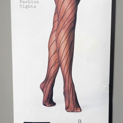 A New Day Women's Size S/M Black Wrapped Ribbon Pattern Fashion Footed Tights