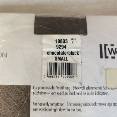 Wolford Python Tights Chocolate/Black Small NWT