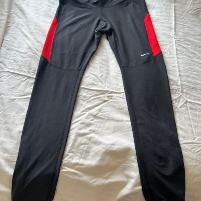 Nike Womens Grey and Red Dri-Fit Exercise Yoga Leggings Small