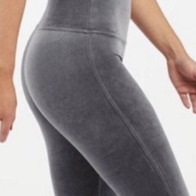 Auth SPANX Shiny Velvet High Waisted LEGGINGS-Silver Chrome-2070-Size Medium