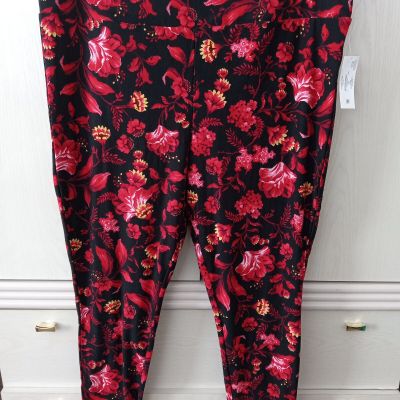 Terra & Sky PLUS Women's Floral Print Sueded Ankle Leggings SIZE 2X (20W-22W)