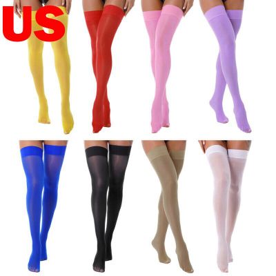 US Womens Silk Thigh-High Stockings See-through Over The Knee High Stockings