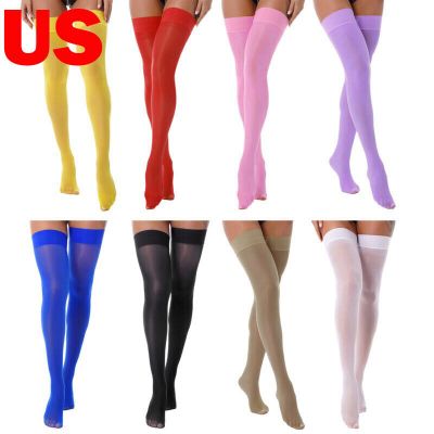 US Women Glossy Thigh High Stockings Nylon Over the Knee Socks Party Boot Tights