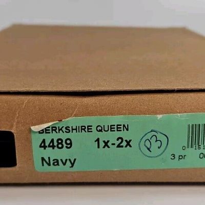 Berkshire Size 1X-2X 3 Pack Ultra Sheer Reinforced Toe Hosiery 4489 NAVY