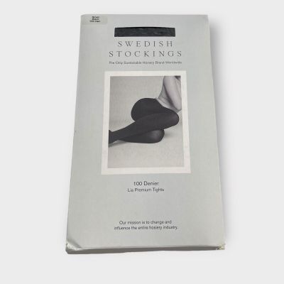 NEW Swedish Stockings Small 100 Denier Lia Premium Tights Black Semi-Opaque $50
