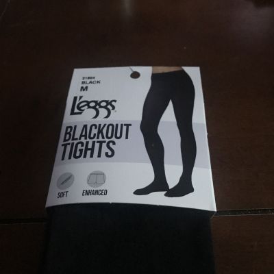 L’eggs Black Blackout Tights Women’s Size M Enhanced Soft 21684