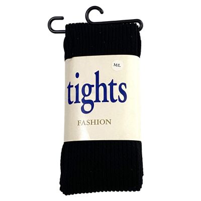 Uptons Fashion Ribbed Tights M to L Black