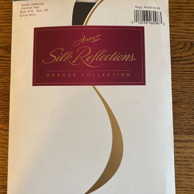 Hanes Silk Reflections Silky Opaque Control top Pantyhose; Navy; Size CD
