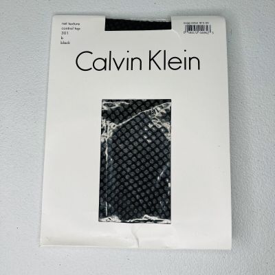 Calvin Klein Black Pantyhose Control Top Net Texture Style 301 Size B