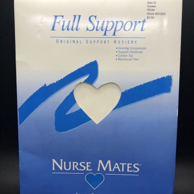 Nurse Mates Full Support Pantyhose White Size D Queen 6mmHg Compression
