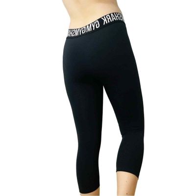 Gymshark Leggings Cropped Capri Black Logo Waistband Gym Workout Medium